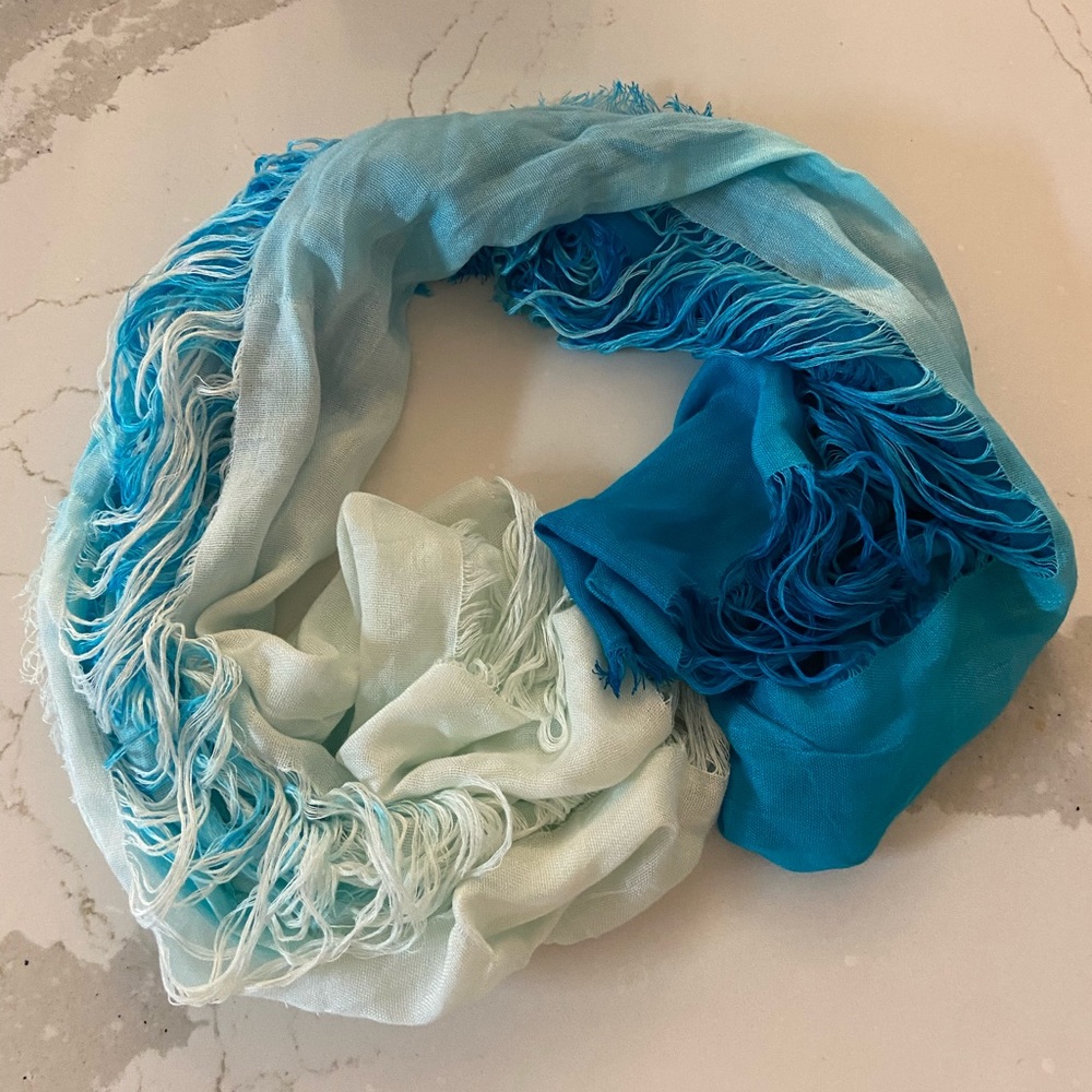 Distressed Blue Ombré Gradient Infinity Scarf